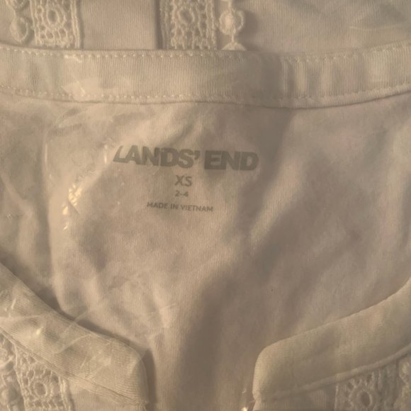 NWT LANDS' END WOMEN'S COTTON-MODAL LACE TRIM SLEEVELESS TOP WHITE XS & SMALL - Picture 10 of 12